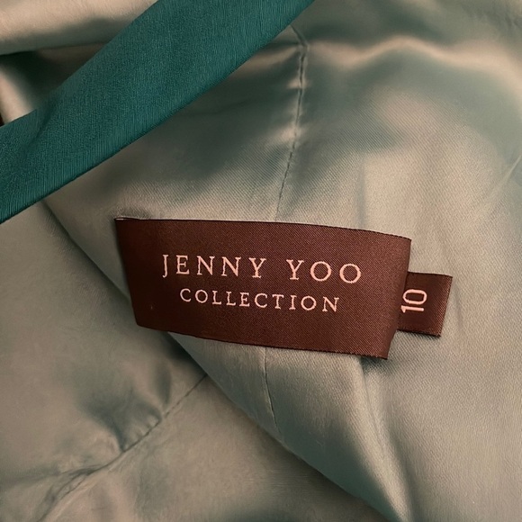 Jenny Yoo Teal Blue Fit & Flare Dress Size 10 | Formal Sleeveless Mini with Boni - Picture 4 of 9